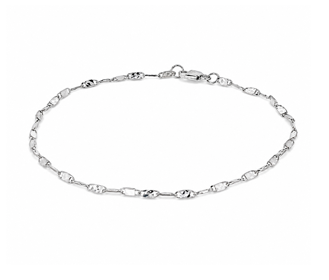 BRACELET À MAILLE PLAQUE TAILLÉE DIAMANT - MB PLDC01W07 - BIJOUX D'IMPORTATION