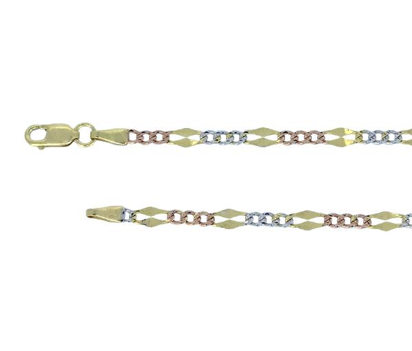 BRACELET OU CHAINE DE CHEVILLE EN OR 3 TONS À MAILLE FIGARO - CB FIG0603T07 - CBE