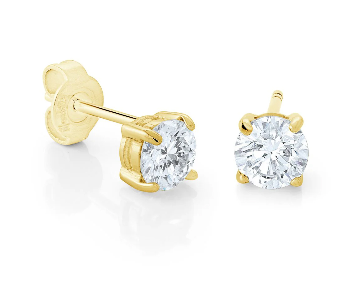 BOUCLES FIXES EN ACIER/PVD OR SERTIES DE CUBIQUES ZIRCONIAS - IG SEA328 - ITALGEM