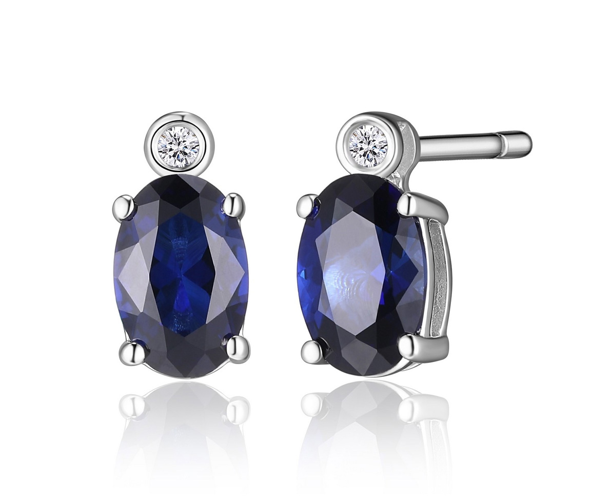BOUCLES FIXES AVEC SAPHIRS ET DIAMANTS DE LABORATOIRES - PJ R2LCHE0258 - ELLE