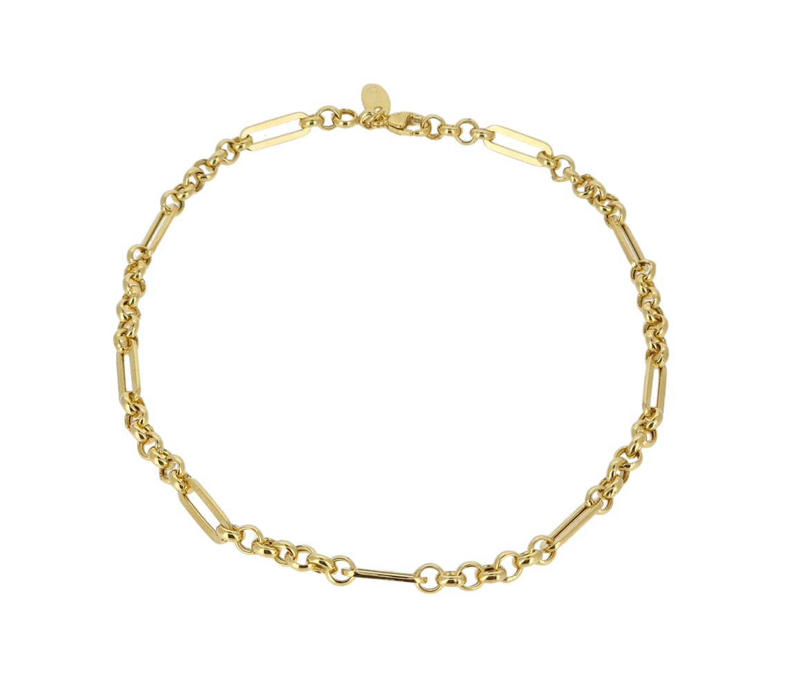 CHAINE DE CHEVILLE EN OR À MAILLE ROLO/PAPERCLIP - SY 9328/09 - BIJOUX D'IMPORTATION