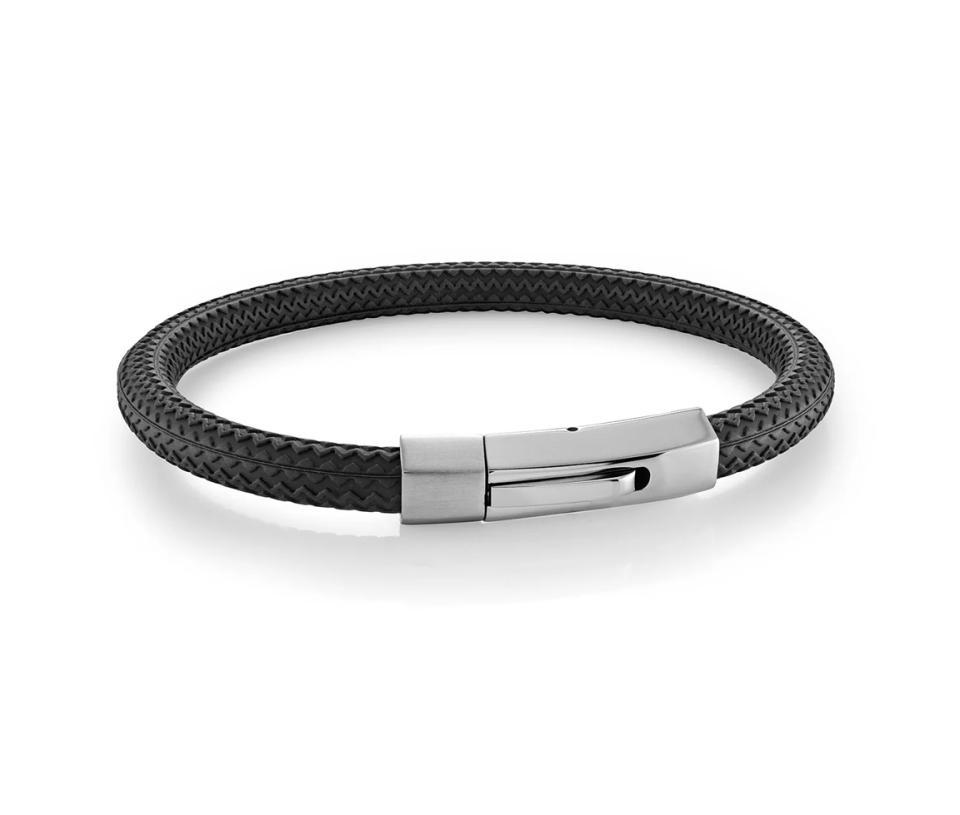 BRACELET EN CAOUTCHOUC NOIR À FERMOIR EN ACIER - IG SBR21 - ITALGEM