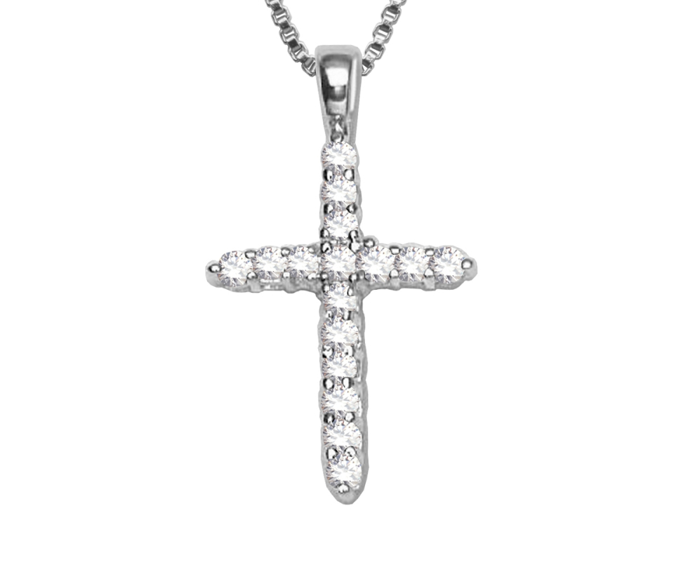 PENDENTIF CROIX EN ARGENT RHODIÉ SERTI DE CUBIQUES ZIRCONIAS - PJ 63L0080032 - ELLE