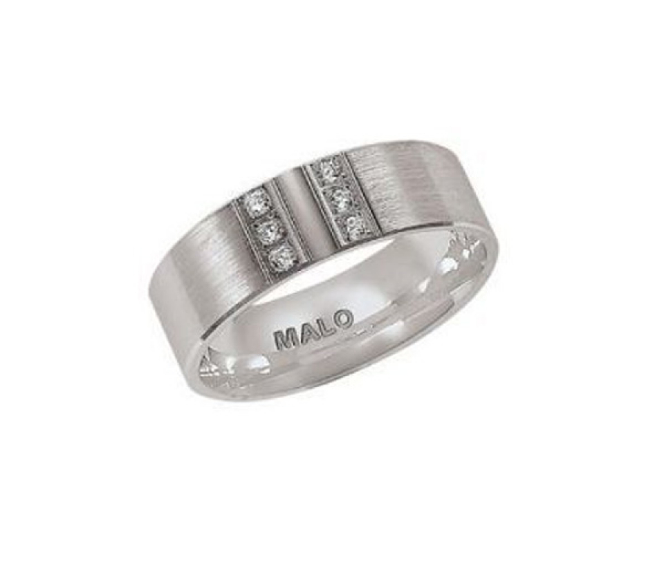 JONC POUR HOMME EN OR BLANC SERTI DE DIAMANTS CONFORT FIT - ML JMD777/7W - MALO 