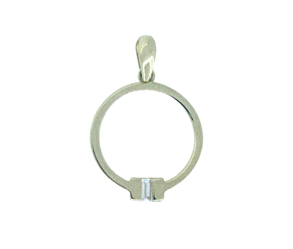 PENDENTIF CERCLE AJOURÉ EN OR JAUNE SERTI D'UN CUBIQUE ZIRCONIA BAGUETTE - MB PEN52 - BIJOUX D'IMPORTATION
