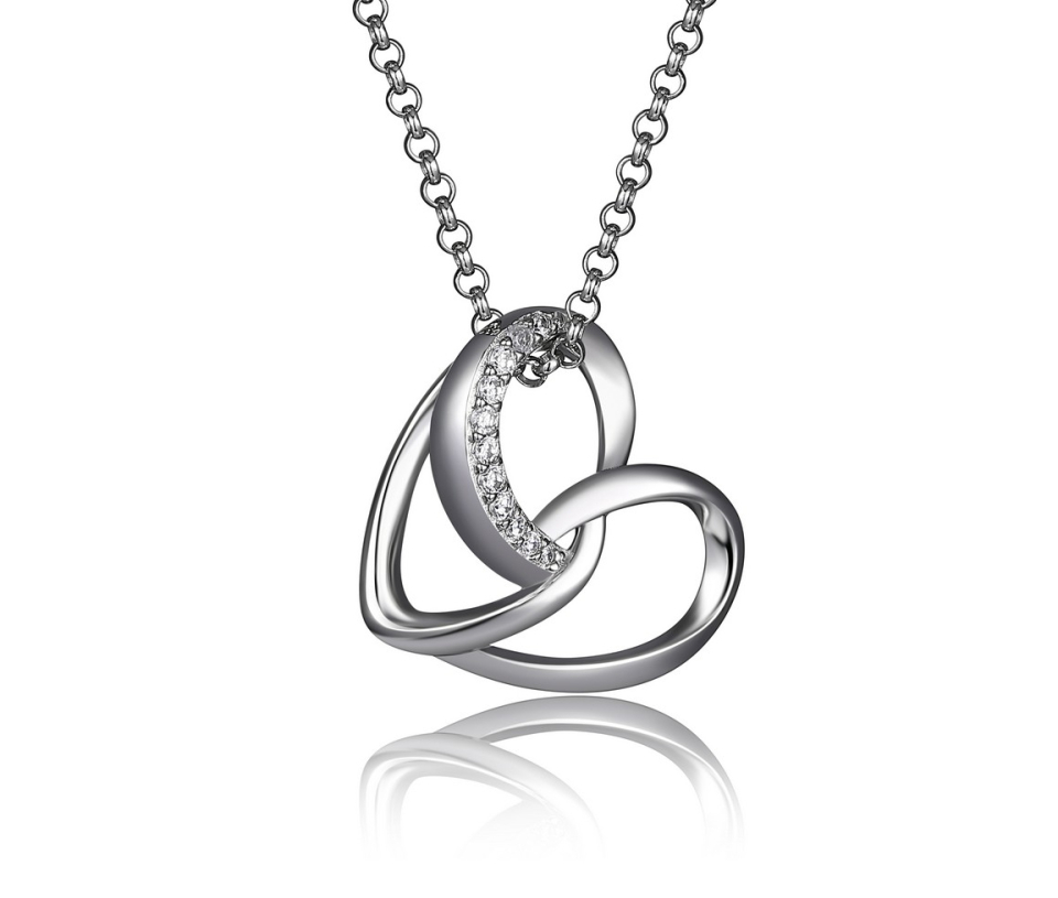 PENDENTIF COEUR AJOURÉ EN ARGENT RHODIÉ SERTI DE CUBIQUES ZIRCONIAS - PJ R0LBBY0046 - ELLE