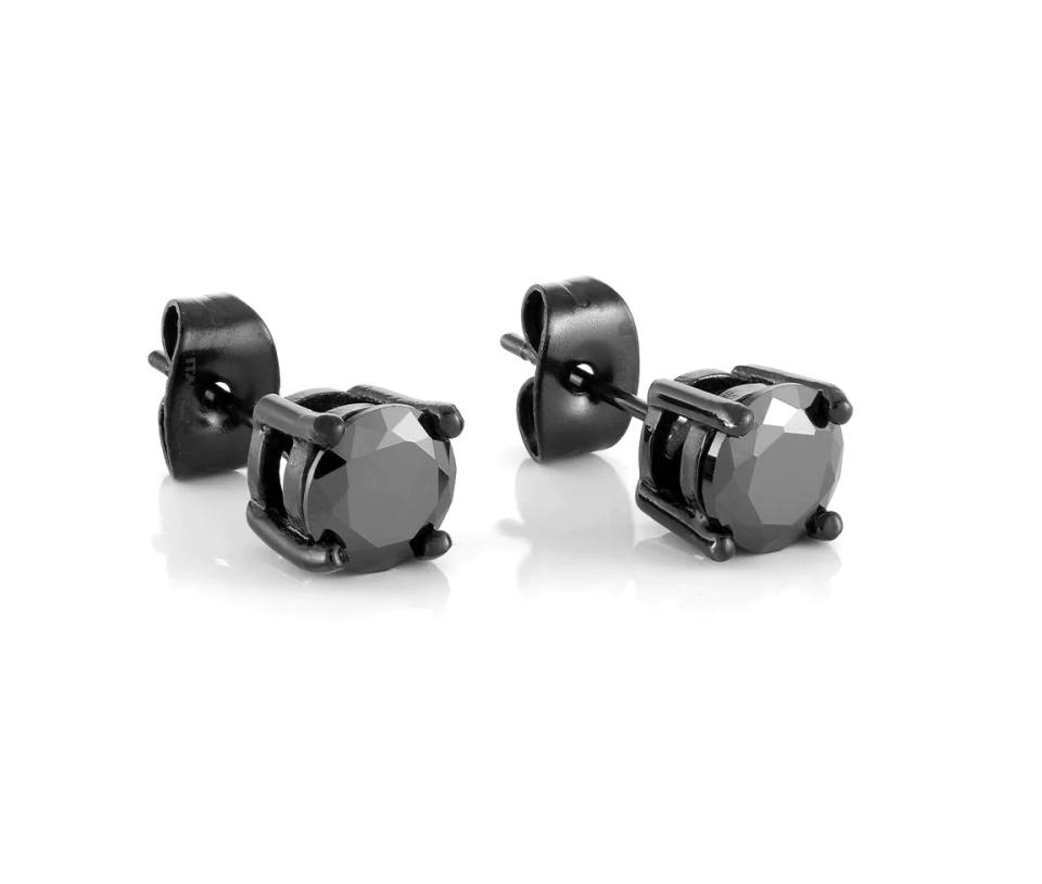 BOUCLES EN ACIER/PVD NOIR SERTIES DE CUBIQUES ZIRCONIAS NOIRS - IG SEA269 - ITALGEM