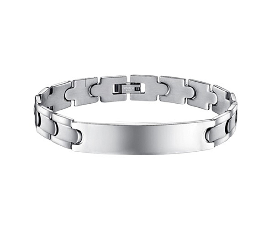 BRACELET EN ACIER IDENTITÉ GRAVABLE - SJ BRACIDENT/H - BIJOUTERIE SUISSE INC.