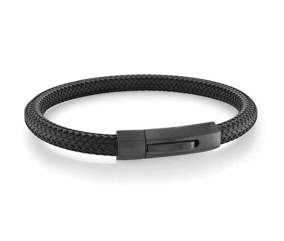 BRACELET EN CAOUTCHOUC NOIR À FERMOIR EN ACIER/PVD NOIR - IG SBR22/8 - ITALGEM