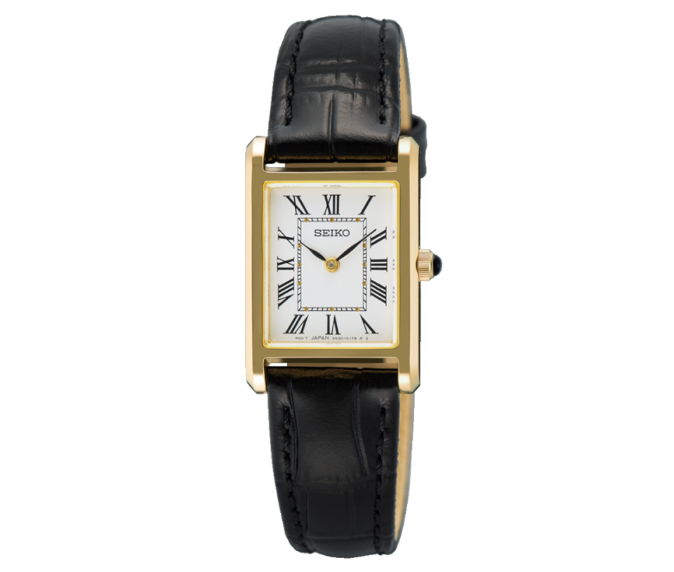 MONTRE RECTANGULAIRE SEIKO AVEC BRACELET DE CUIR - OD SWR108P1 - SEIKO
