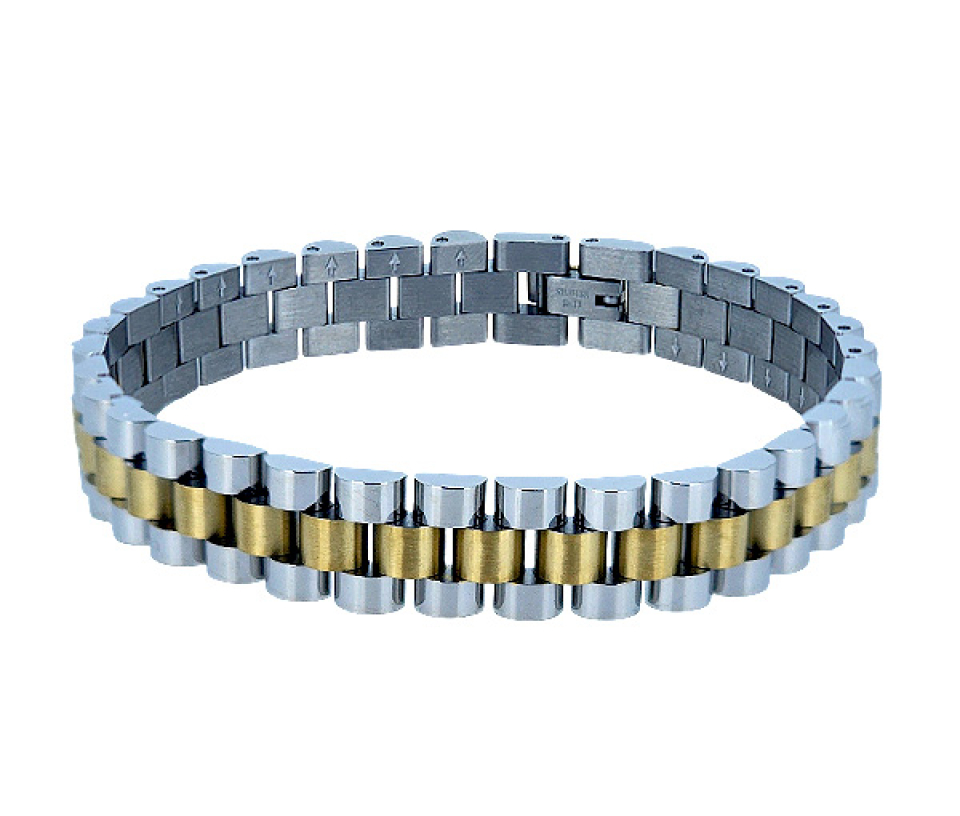 BRACELET EN ACIER/PVD OR 2 TONS À MAILLE ROLEX - IG SMB559 - ITALGEM