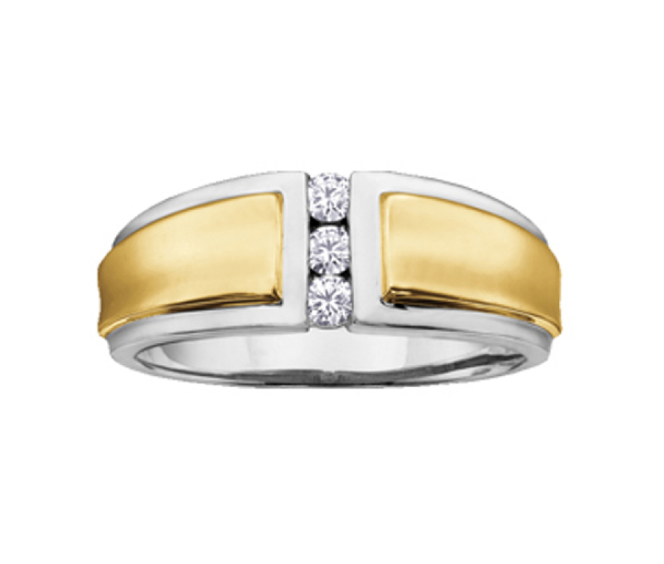 BAGUE EN OR 2 TONS SERTIE DE DIAMANTS CANADIENS - CR ML111 - DIAMANT CANADIEN