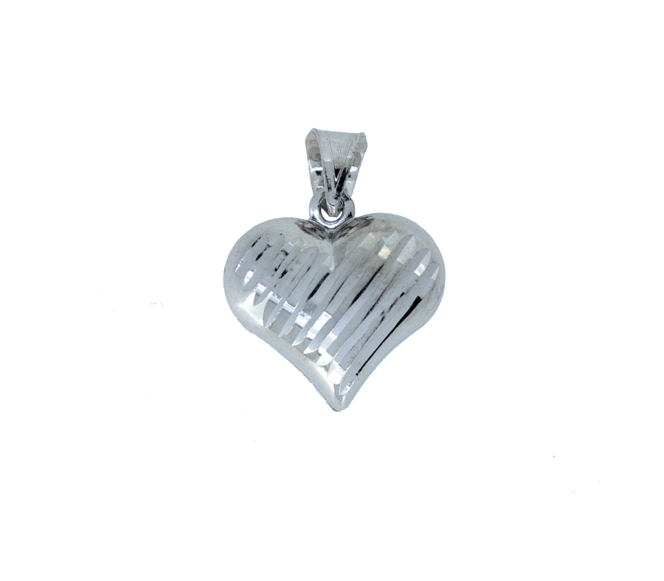 PENDENTIF COEUR EN OR BLANC - MB COEUR009 - BIJOUX D'IMPORTATION