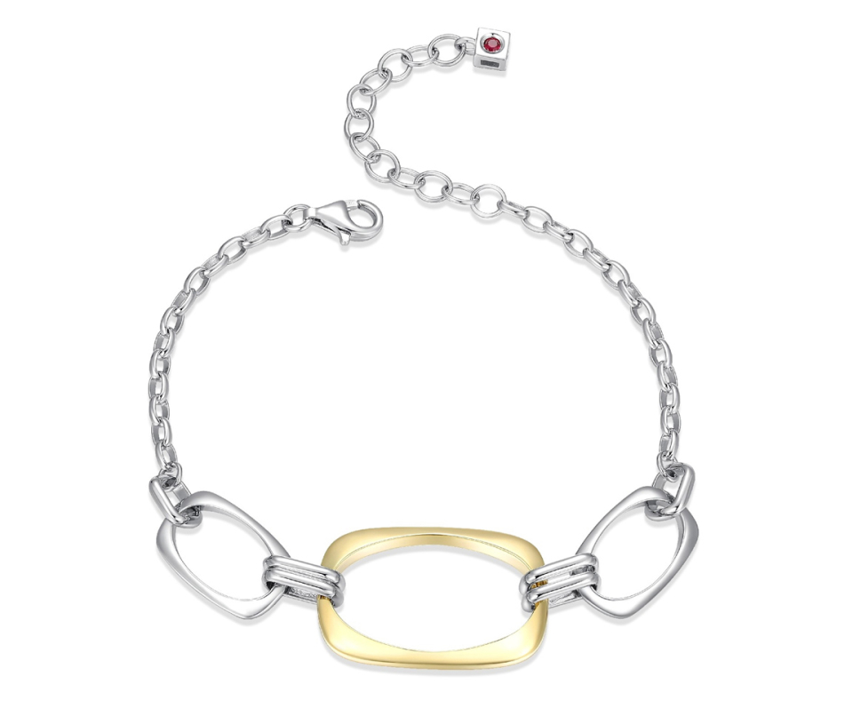 BRACELET 3 RECTANGLE AJOURÉS EN ARGENT RHODIÉ/PVD OR 2 TONS - PJ R1LAPB974Q - ELLE