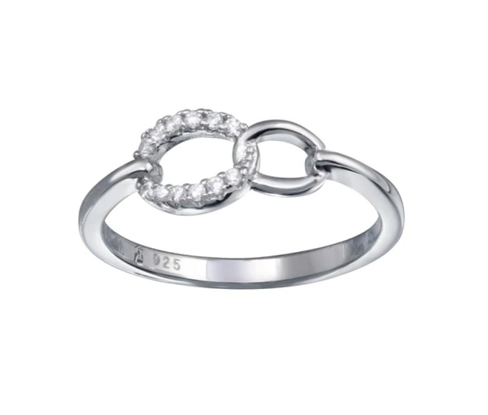 BAGUE 2 OVALES ENTRELACÉS EN ARGENT RHODIÉ SERTIE DE CUBIQUES ZIRCONIAS - SP STR01162/6 - BIJOUX D'IMPORTATION