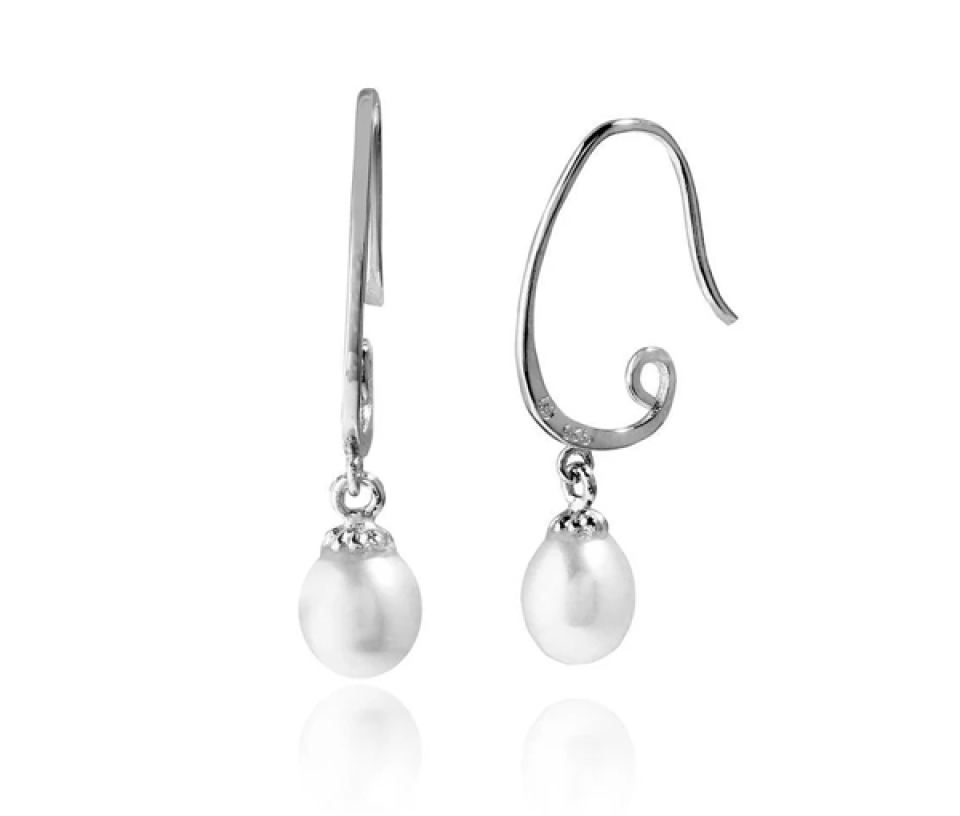 BOUCLES EN ARGENT RHODIÉ SERTIES DE PERLES D'EAU DOUCES - SP BGE00533 - BIJOUX D'IMPORTATION