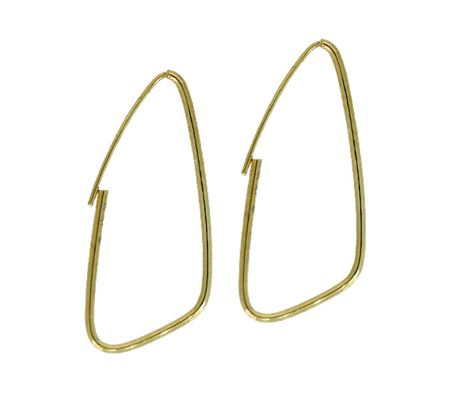 BOUCLES ANNEAUX TRIANGLES UNIES EN OR 10K - SY 1007F - BIJOUX D'IMPORTATION