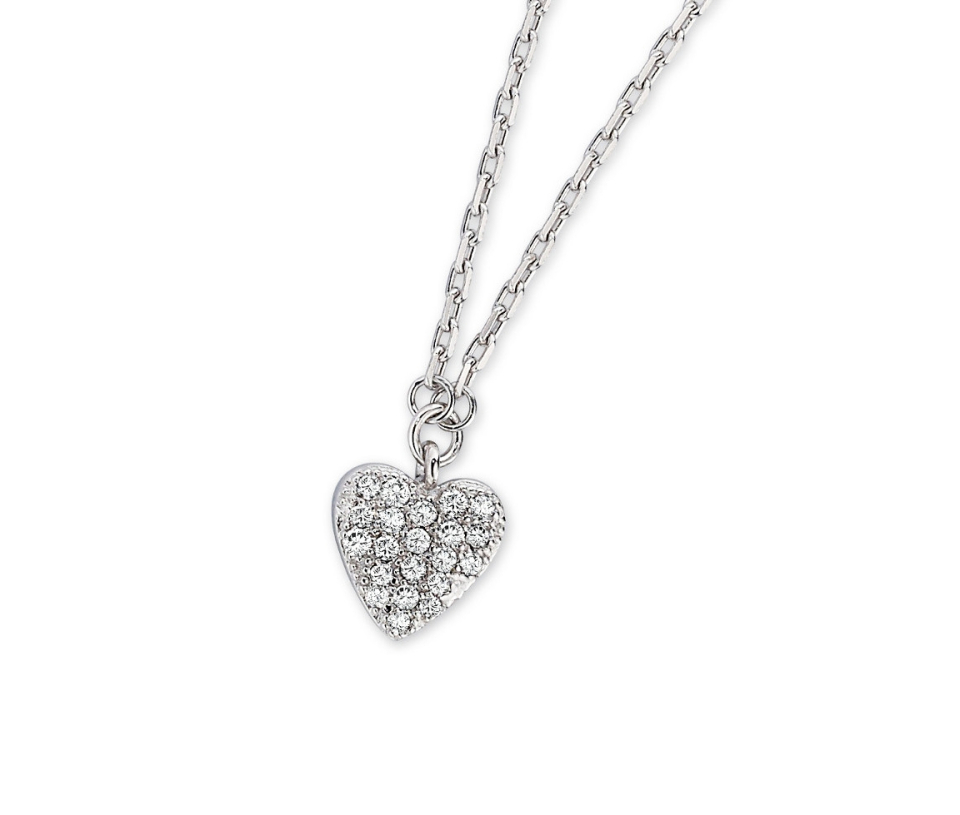 PENDENTIF COEUR EN ARGENT RHODIÉ SERTI D'UN PAVÉ DE CUBIQUES ZIRCONIAS - PJ R0LAGY0044 - ELLE