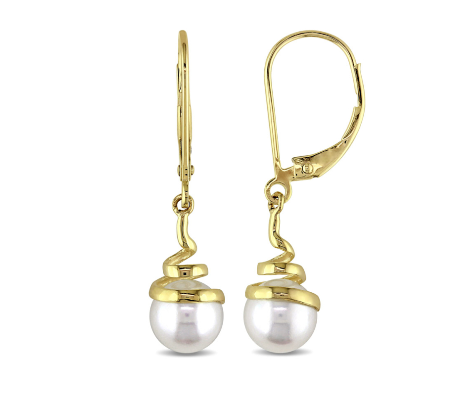 BOUCLES EN OR JAUNE SERTIES DE PERLES DE CULTURE - DM EWKT1278 - PERLE D'IMPORTATION