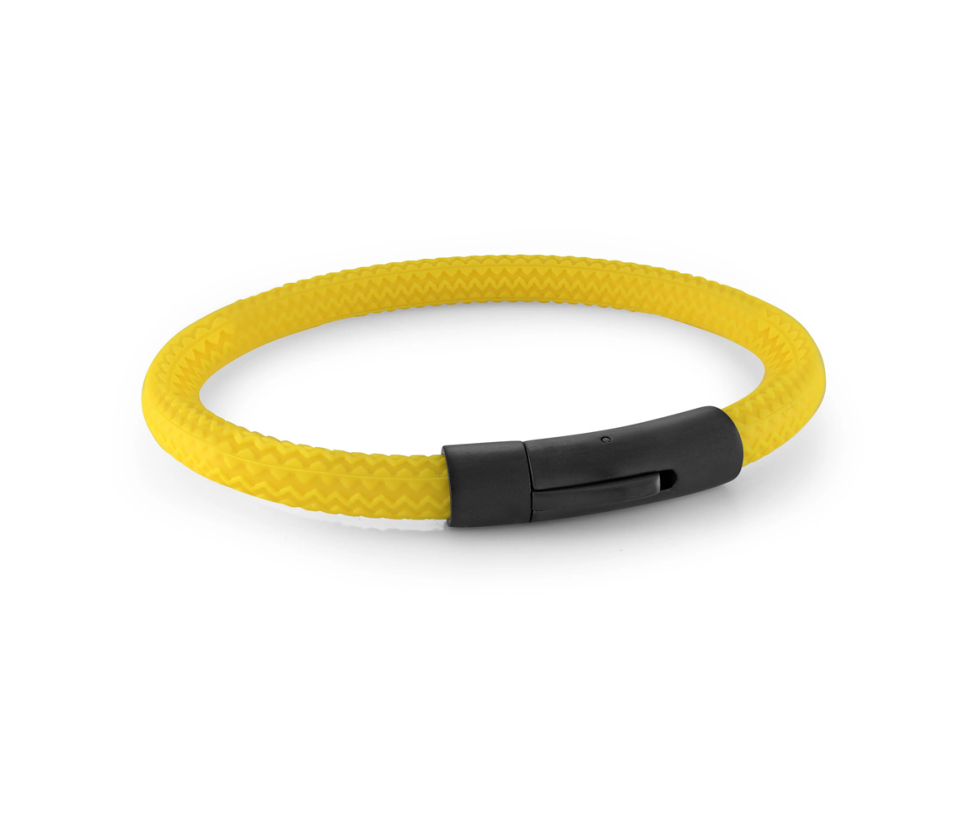 BRACELET EN ACIER/PVD NOIR ET CAOUTCHOUC JAUNE - IG SBR28/8 - ITALGEM