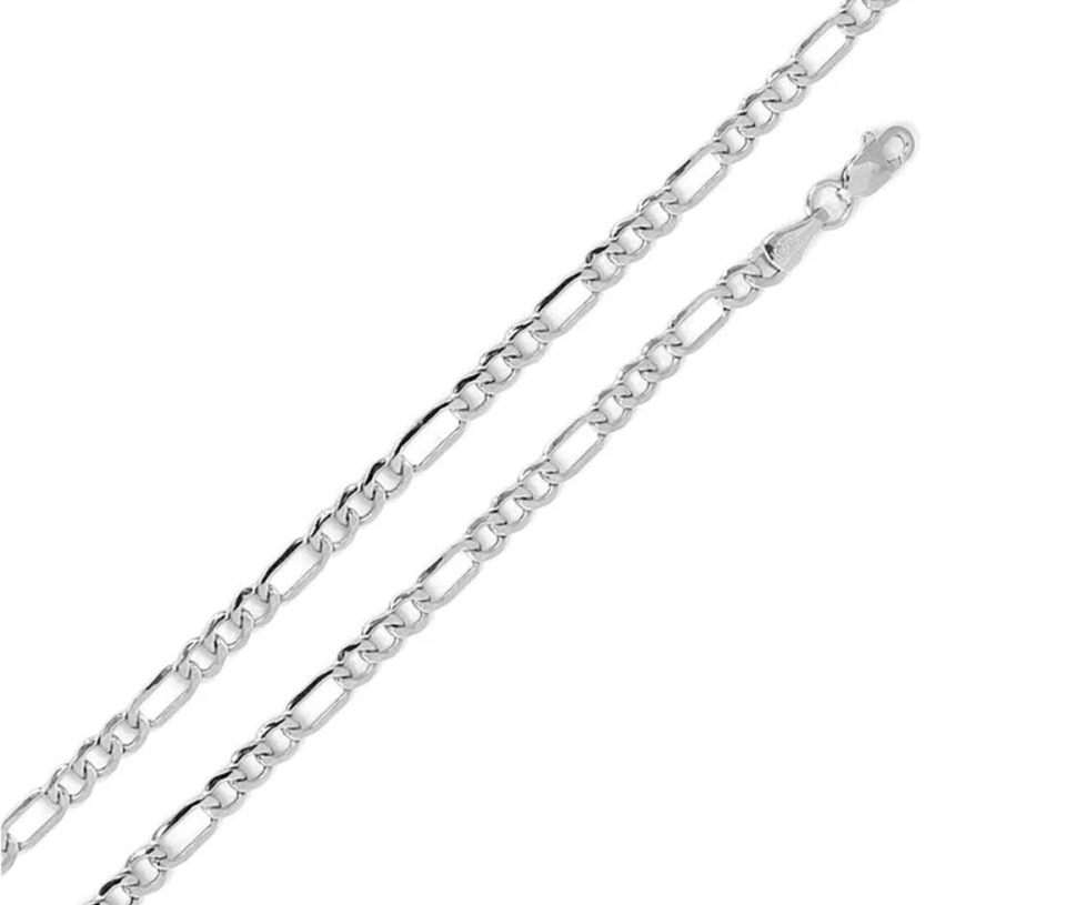 CHAINE DE CHEVILLE EN ARGENT RHODIÉ À MAILLE FIGARO - SP CH1/100RH9 - BIJOUX D'IMPORTATION