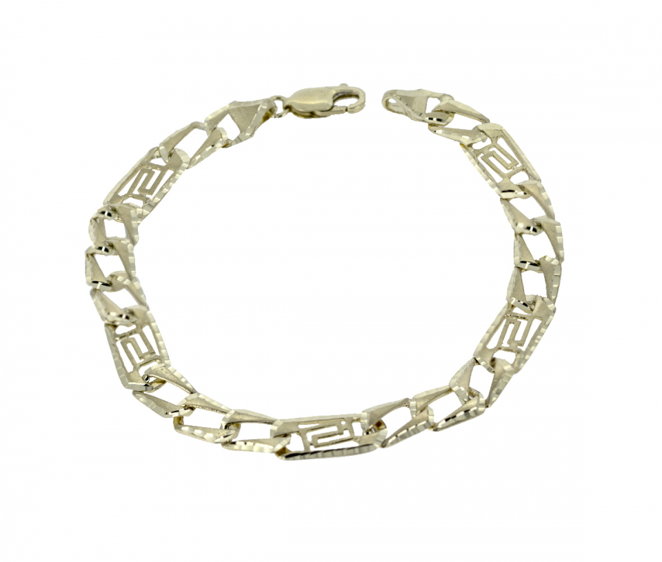 BRACELET EN OR 10K MAILLE FIGARO AVEC MOTIF VERSACE - MB FIGVER8 08 - BIJOUX D'IMPORTATION