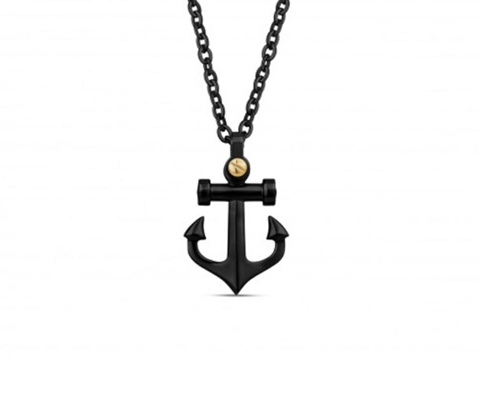 PENDENTIF ANCRE EN ACIER/PVD NOIR AVEC VIS DORÉE - AZ ASP184/24 - AREZZO