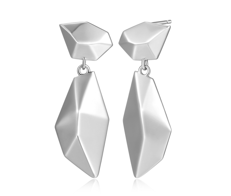 BOUCLES ELLE POLYGONES EN ARGENT RHODIÉ - PJ R2LCUBA058 - ELLE