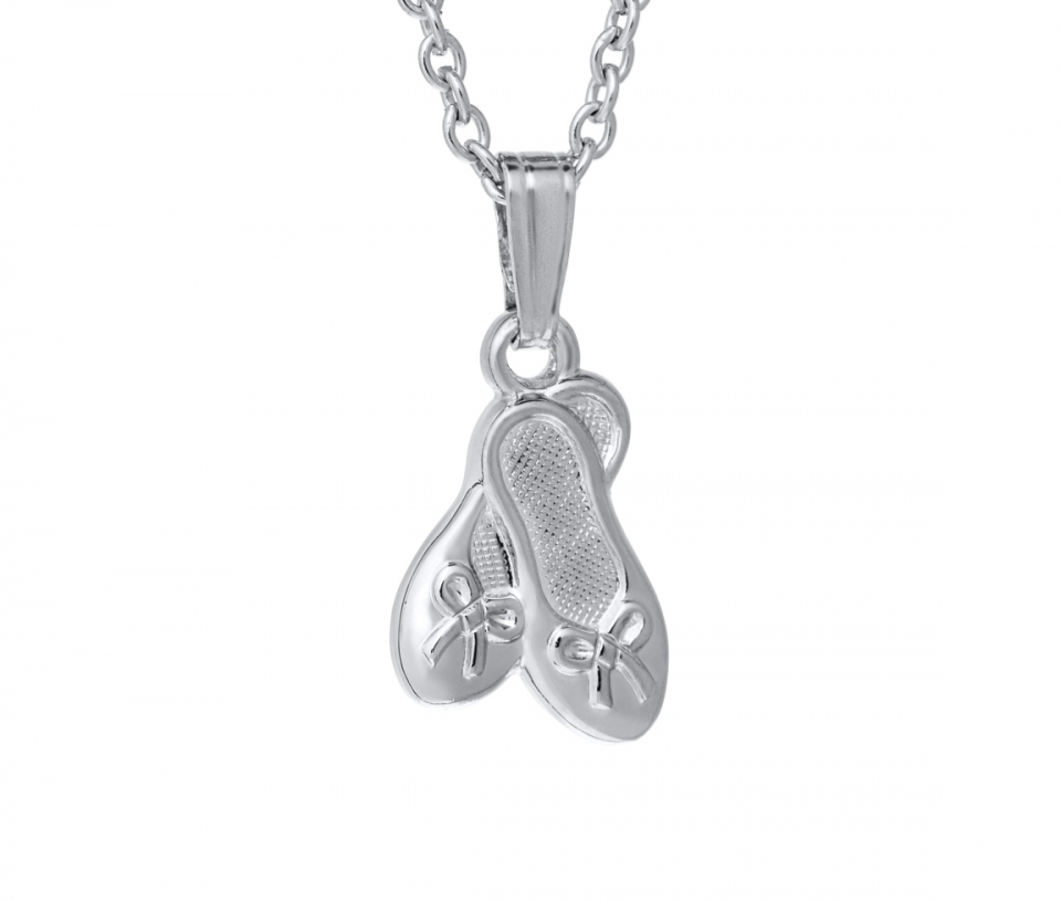 PENDENTIF CHAUSSONS DE BALLET EN ARGENT RHODIÉ - KK P186 - BIJOUX D'IMPORTATION