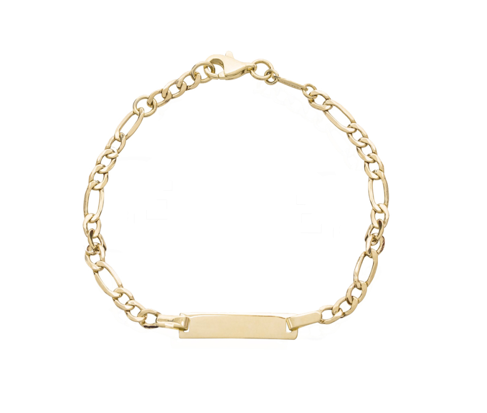 BRACELET D'IDENTITÉ EN OR JAUNE À MAILLE FIGARO - CB BY120019 - CBE