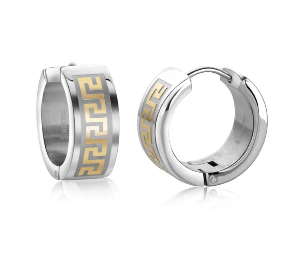 BOUCLES HUGGIES EN ACIER/PVD OR 2 TONS À MOTIF VERSACE - IG SEA214 - ITALGEM