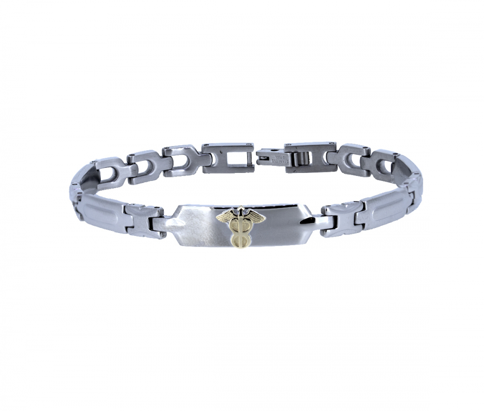BRACELET MÉDICAL EN ACIER ET OR 10K - WB BMD332 - MEDICO BELLO
