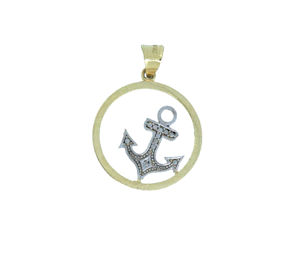 PENDENTIF ANCRE DE BATEAU EN OR 2 TONS - MB PEN30 - BIJOUX D'IMPORTATION