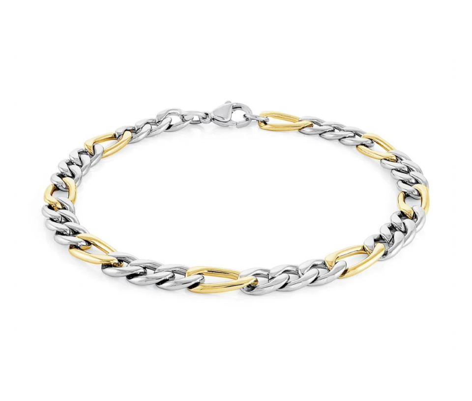BRACELET EN ACIER/PVD OR 2 TONS À MAILLE FIGARO - IG SMB481 - ITALGEM