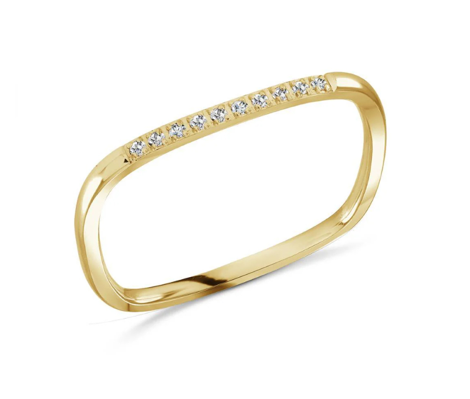 JONC CARRÉ EN ACIER/PVD OR SERTI DE CUBIQUES ZIRCONIAS - IG SWR43/5 - VELORIA