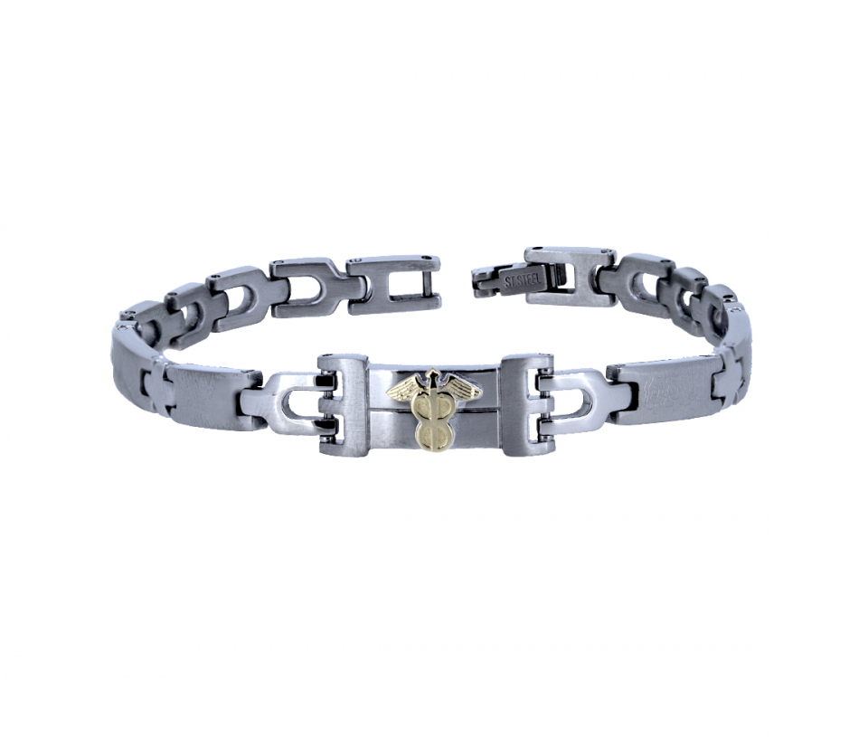 BRACELET MÉDICAL EN ACIER ET OR JAUNE - WB BMD43R - FAIT AU CANADA