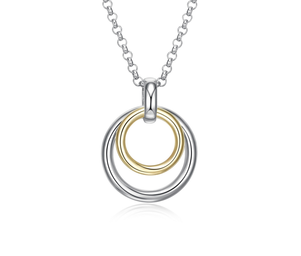 PENDENTIF 2 CERCLES EN ARGENT RHODIÉ/PVD OR 2 TONS - PJ R0LBTK9746 - ELLE