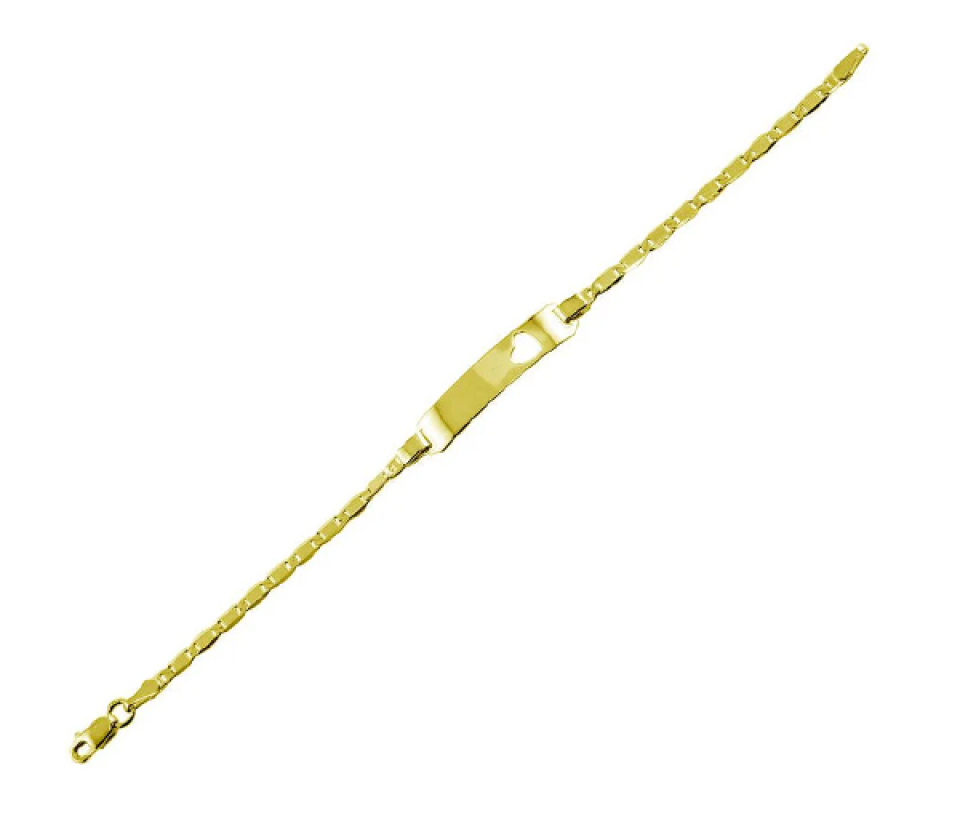 BRACELET D'IDENTITÉ AVEC COEUR AJOURÉ POUR ENFANT EN ARGENT/PVD OR - SP DIB00050GP - BIJOUX D'IMPORTATION