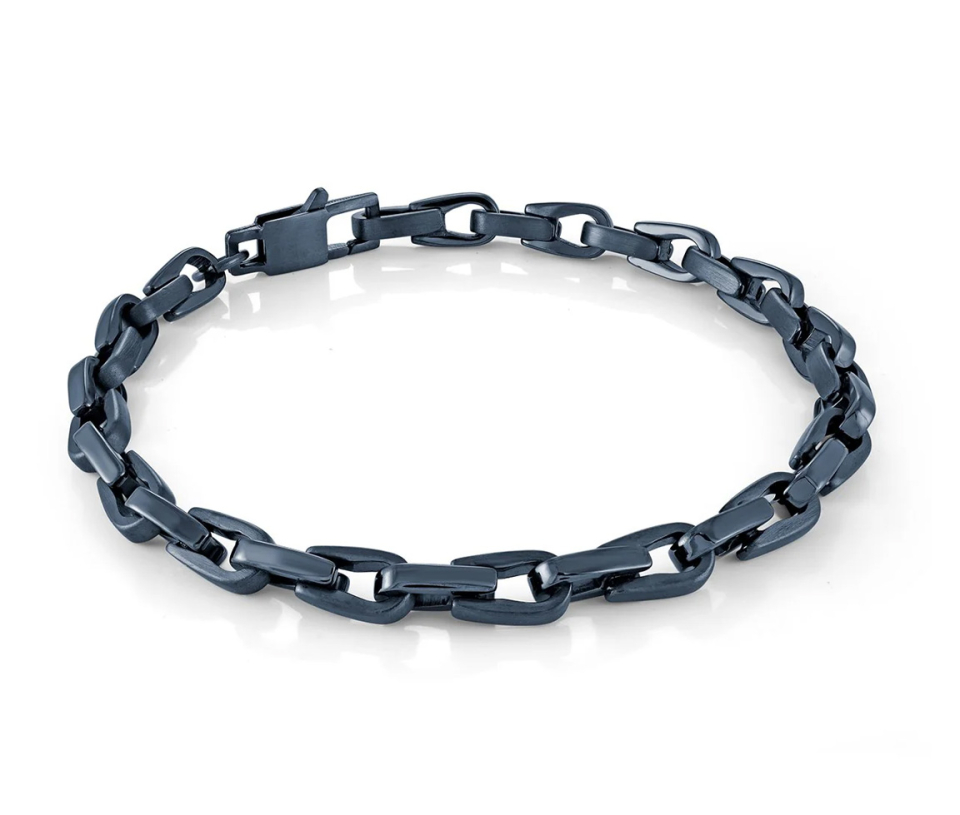 BRACELET EN ACIER/PVD BLEU À MAILLE ROLO FER À CHEVAL - IG SMB715/8.5 - ITALGEM