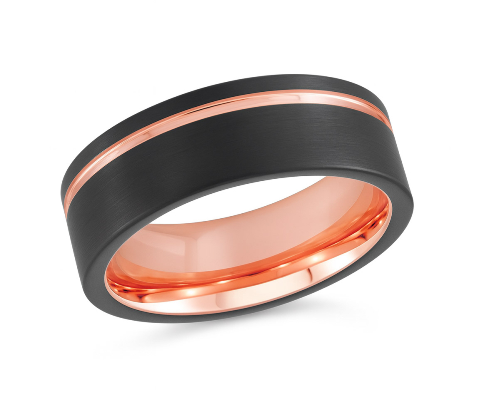 JONC EN TUNGSTÈNE/PVD ROSE ET NOIR CONFORT FIT - ML TG037 - MALO 