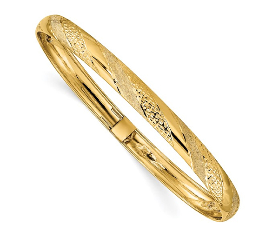 BRACELET BANGLE EN OR JAUNE TAILLÉ DIAMANT - QG DB697 - IMPORTATION