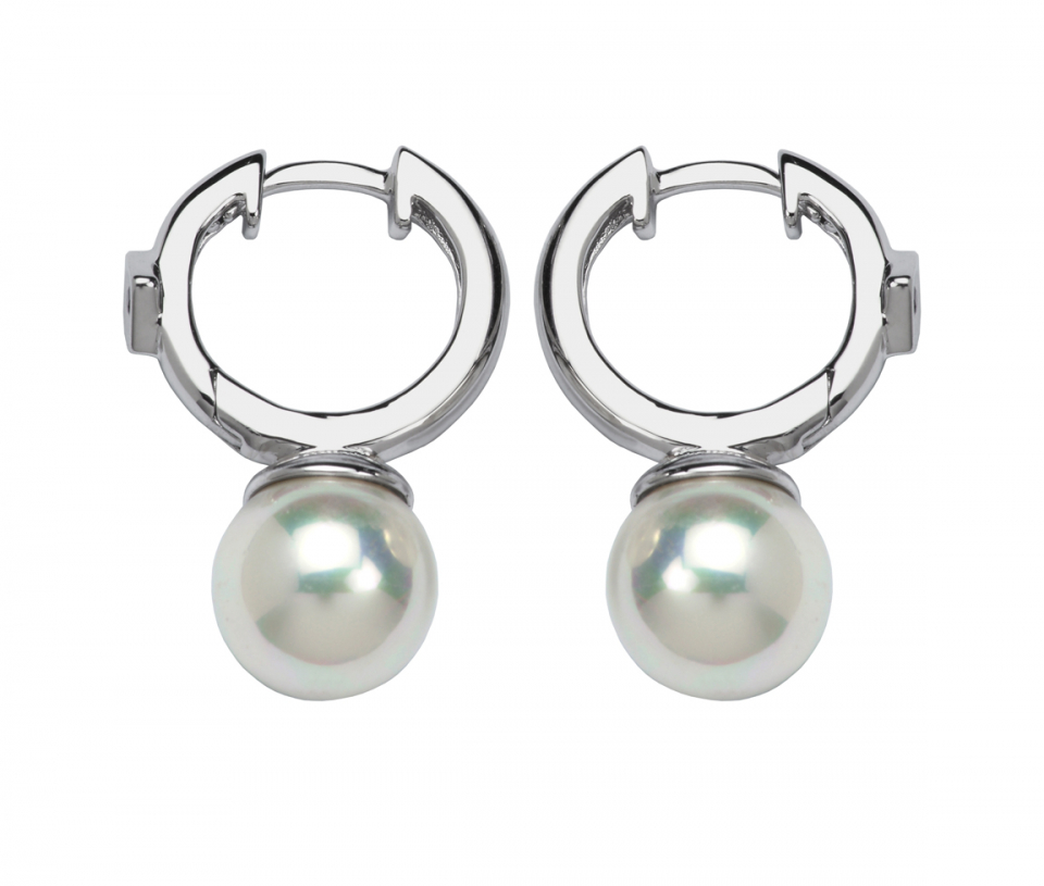 BOUCLES HUGGIES EN ARGENT RHODIÉ SERTIES DE PERLES D'EAU DOUCE - PJ 62L407BG0N - ELLE