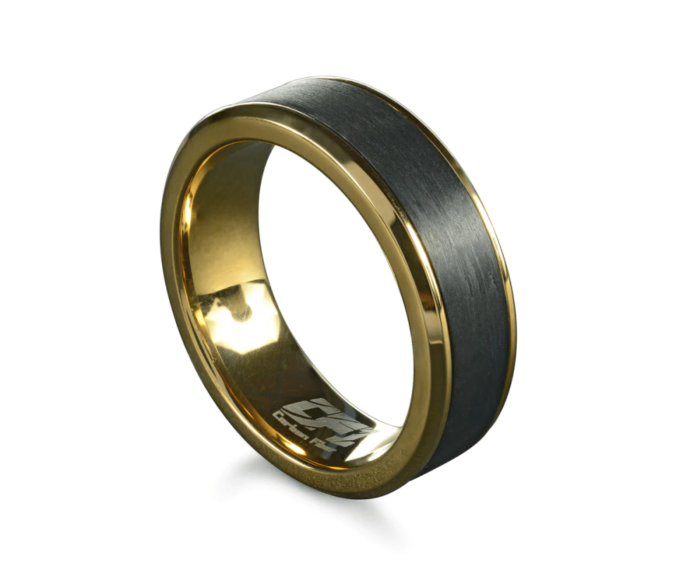 JONC EN ACIER/PVD OR ET FIBRE DE CARBONE - IG CF5/11 - BIJOUX D'ACIER