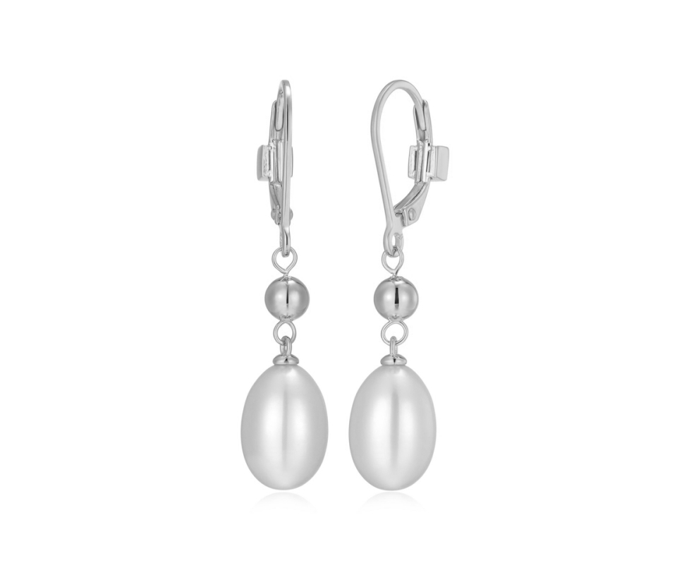 BOUCLES EN ARGENT RHODIÉ SERTIES DE PERLES D'EAU DOUCE OVALES - PJ R2LCU74503 - ELLE