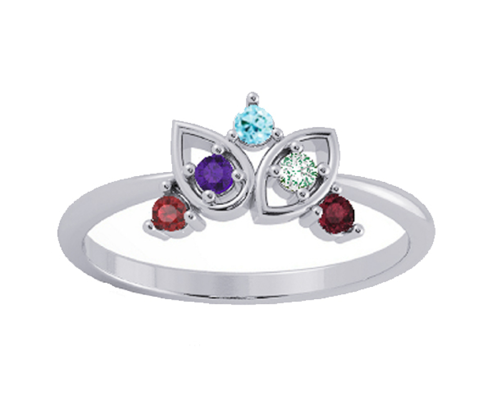 BAGUE FAMILLIALE EN ARGENT OU EN OR SERTIE DE PIERRES VÉRITABLES - BH FJ126W - BEVERLY HILLS