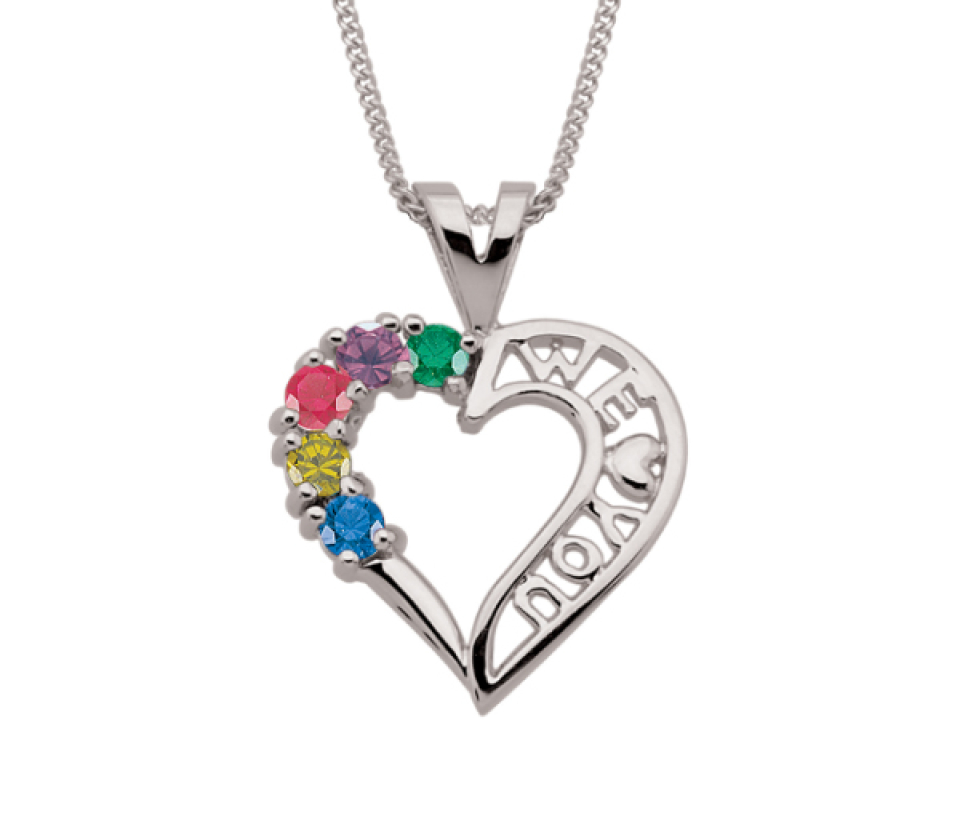 PENDENTIF COEUR 10K BL. 3 À 7 PIERRES - PG 30010W - PERSONALIZED GEM