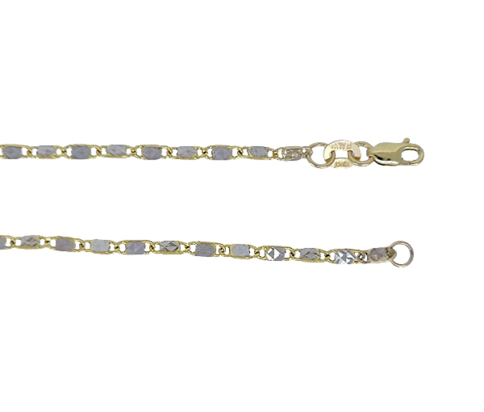 CHAINE DE CHEVILLE EN OR À MAILLE PLAQUES TAILLÉES DIAMANT - MB LPXD2YW10 - BIJOUX D'IMPORTATION