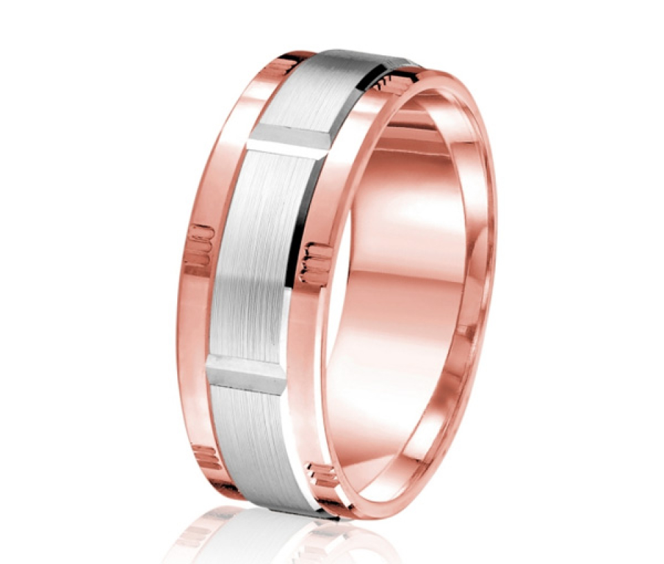 JONC EN OR OU EN PLATINE AVEC MOTIF BLOC ET SATINÉ AU CENTRE - ML GH1453PW18 - MALO 