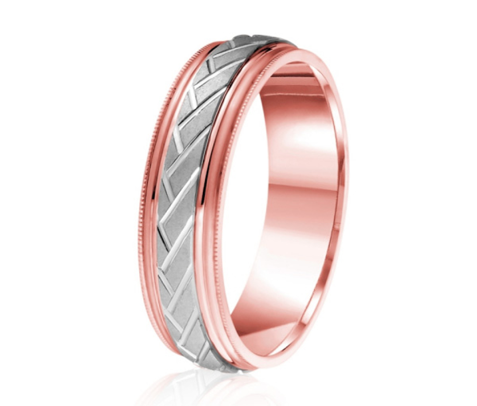 JONC EN OR OU EN PLATINE AVEC MOTIF TRAIT OBLIQUE ET MILGRAIN - ML GH1276PW14 - MALO 