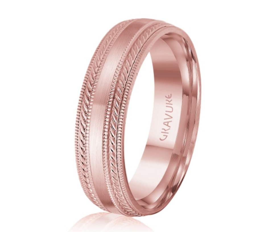 JONC EN OR OU EN PLATINE SATINÉ AU CENTRE ET MOTIF CORDE ET MILGRAIN SUR LES CÔTÉS - ML GH1212P18 - MALO 